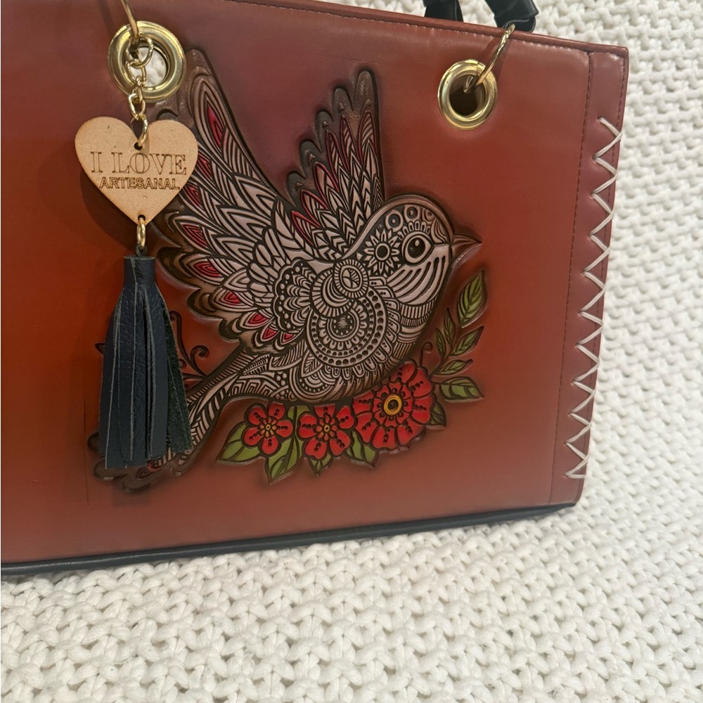 Red and Black Bird Design Handbag